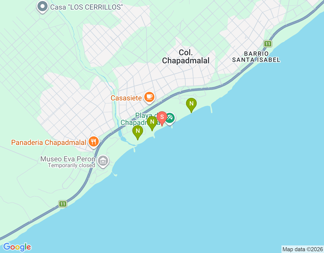 Mapa da localização de Playa de Chapadmalal