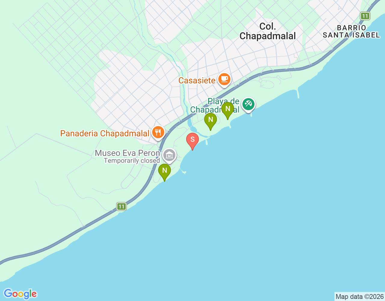 Mapa da localização de Playa Escondida