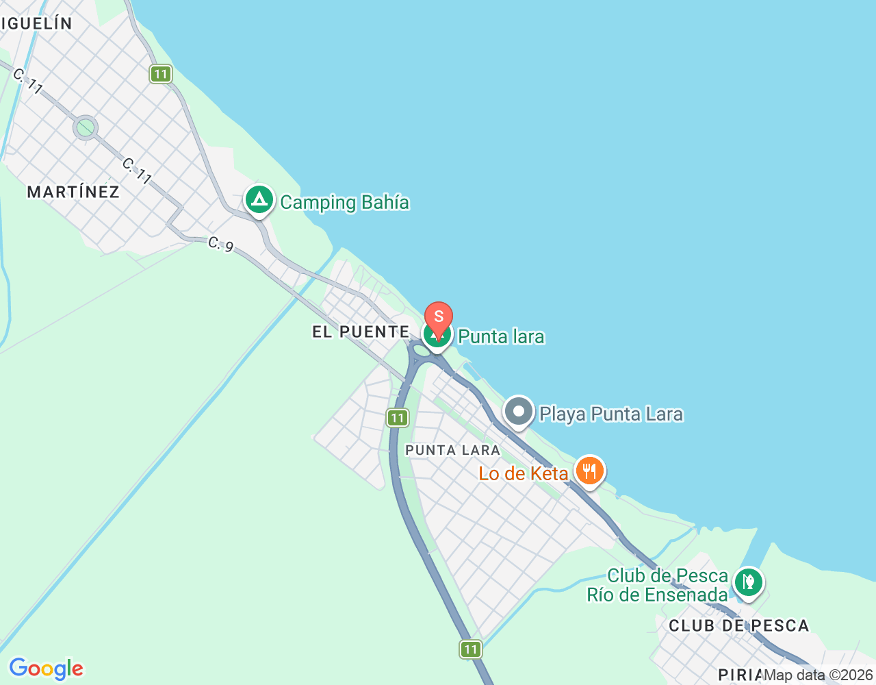 Mapa da localização de Rotonda de Punta Lara Kite Spot