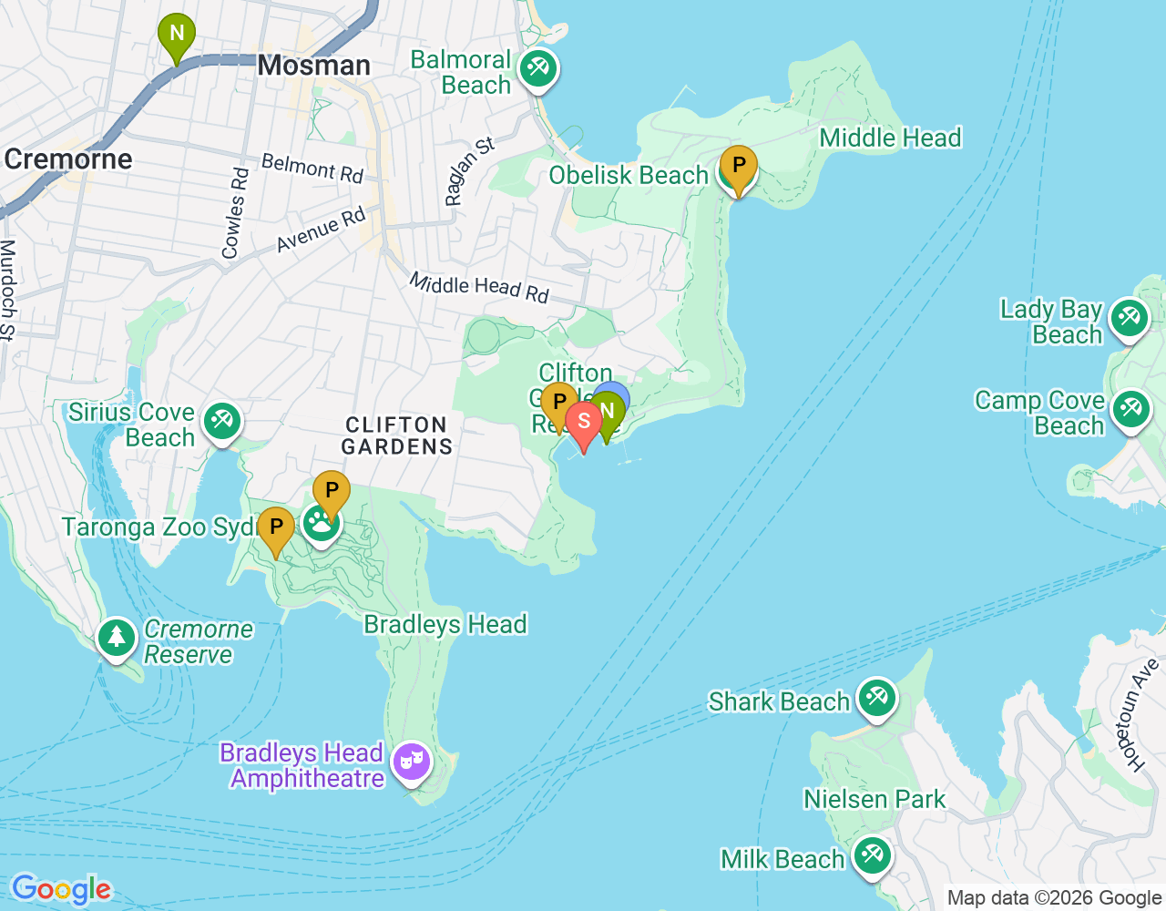 Mapa de ubicación de Clifton Gardens