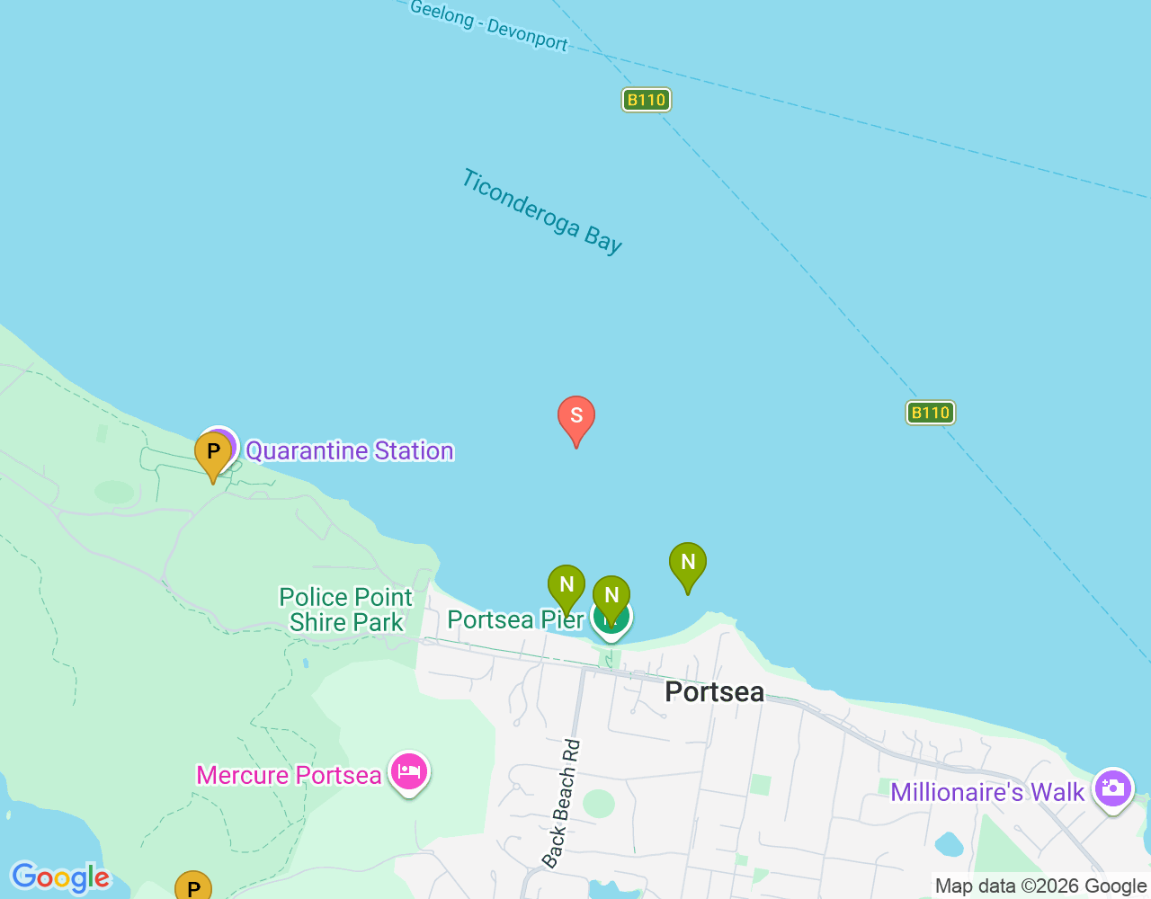 Mapa da localização de Portsea Hole