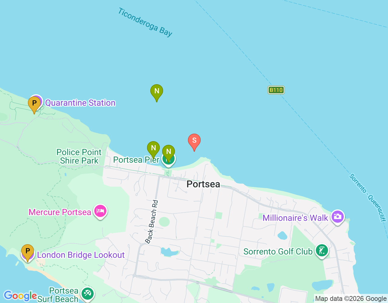 Portsea Pier East Reef location map