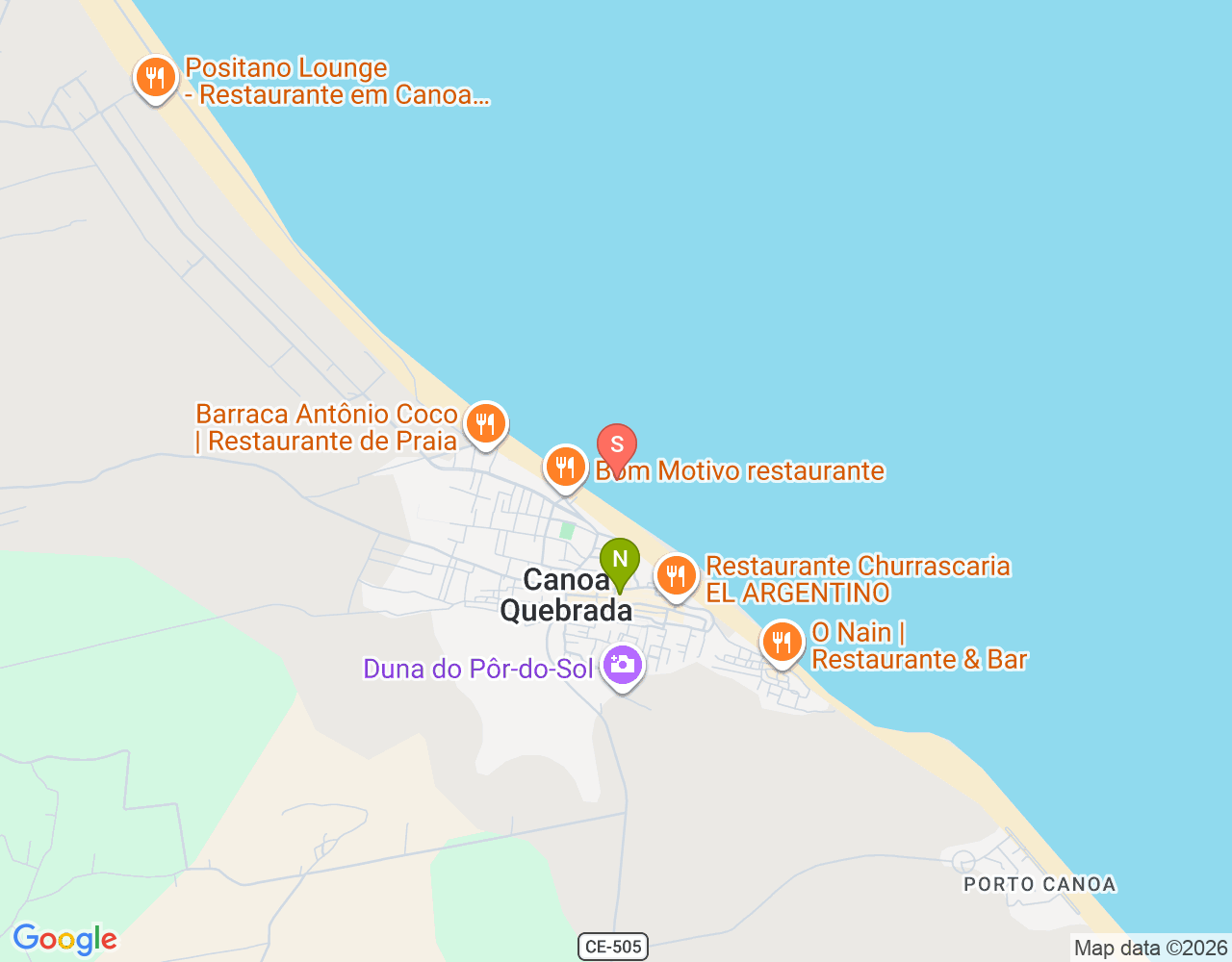 Mapa da localização de Canoa Quebrada Kitesurf Spot