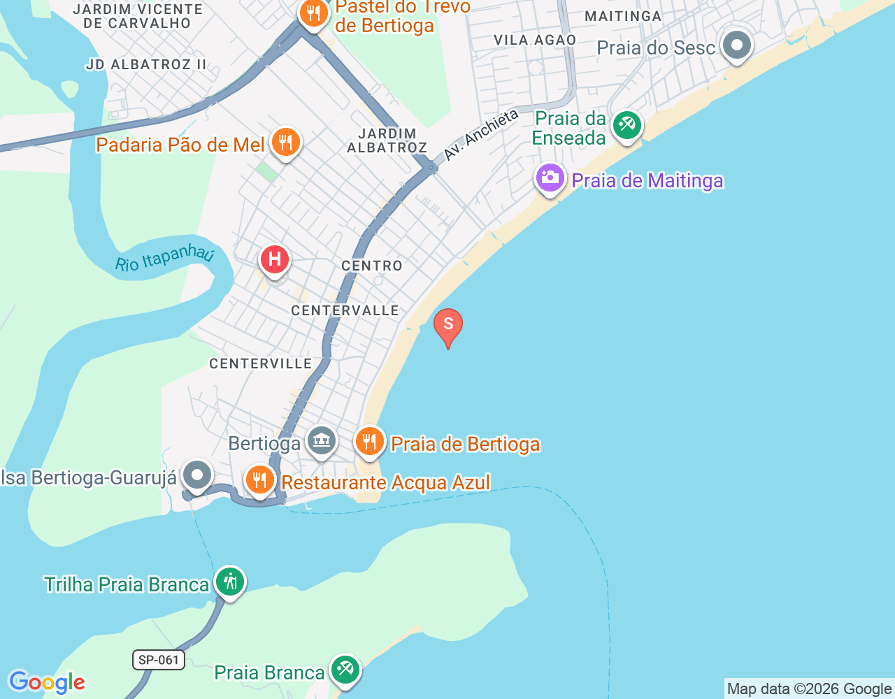 Mapa da localização de Praia da Enseada de Bertioga