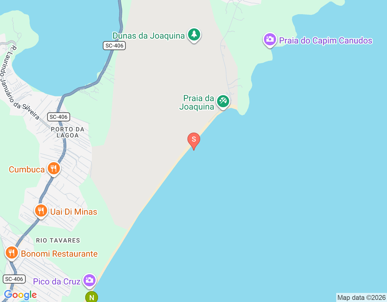 Mapa de ubicación de Praia da Joaquina