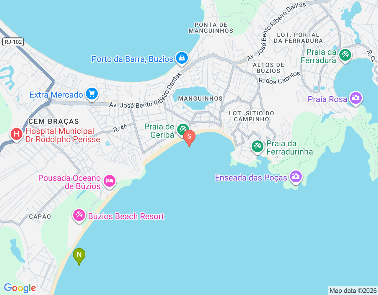 Praia de Geribá location map