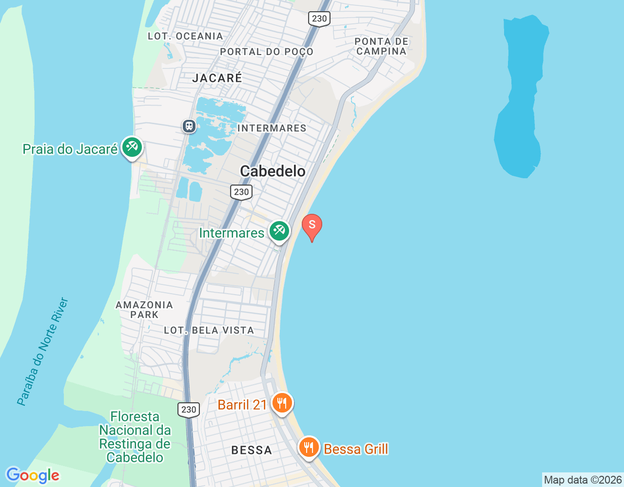 Praia de Intermares location map