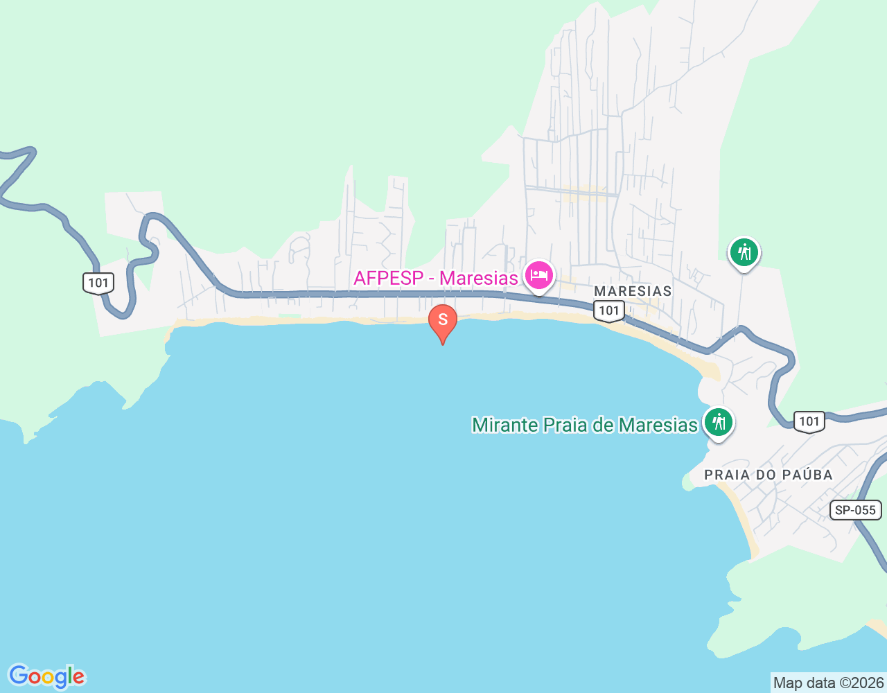 Mapa de ubicación de Praia de Maresias