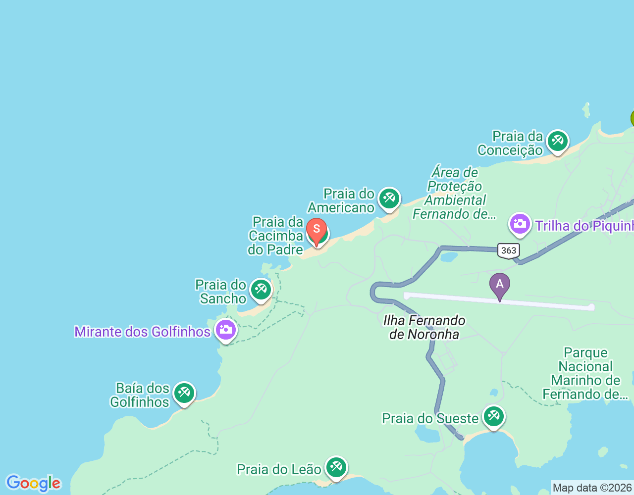 Mapa da localização de Praia do Cacimba do Padre