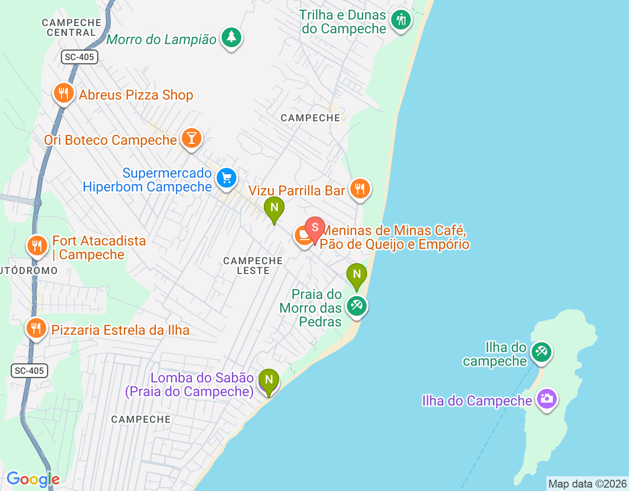 Mapa de ubicación de Praia do Campeche