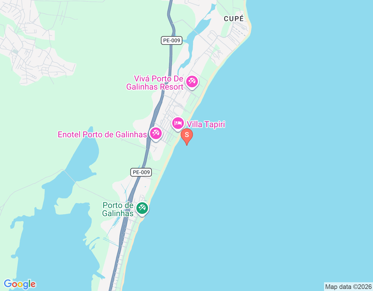 Mapa da localização de Praia do Cupe
