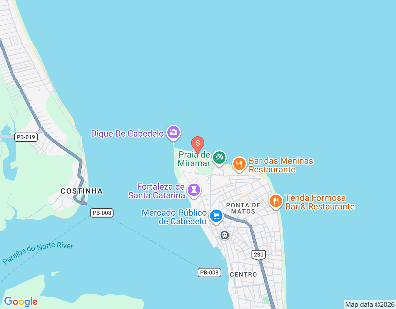 Mapa da localização de Praia do Dique