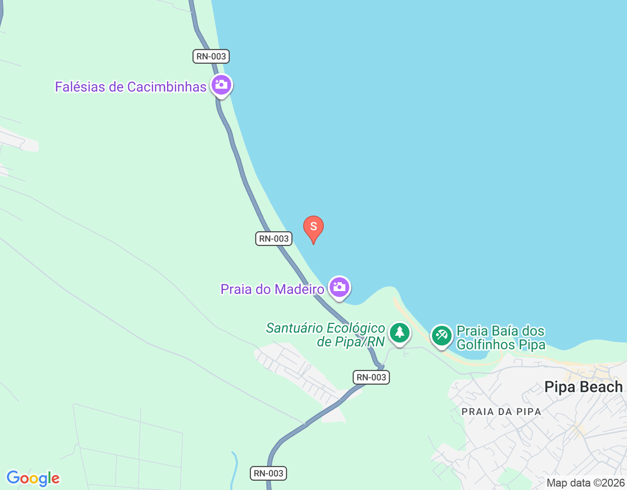Mapa da localização de Praia do Madeiro