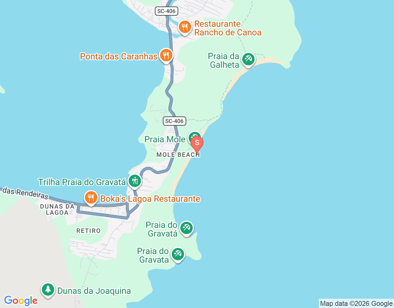 Mapa da localização de Praia Mole