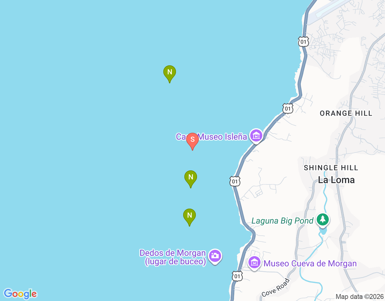Mapa da localização de Dedos de Morgan