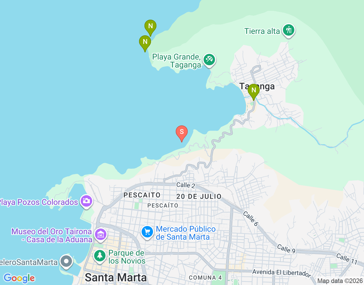 Mapa da localização de Playa Vaca