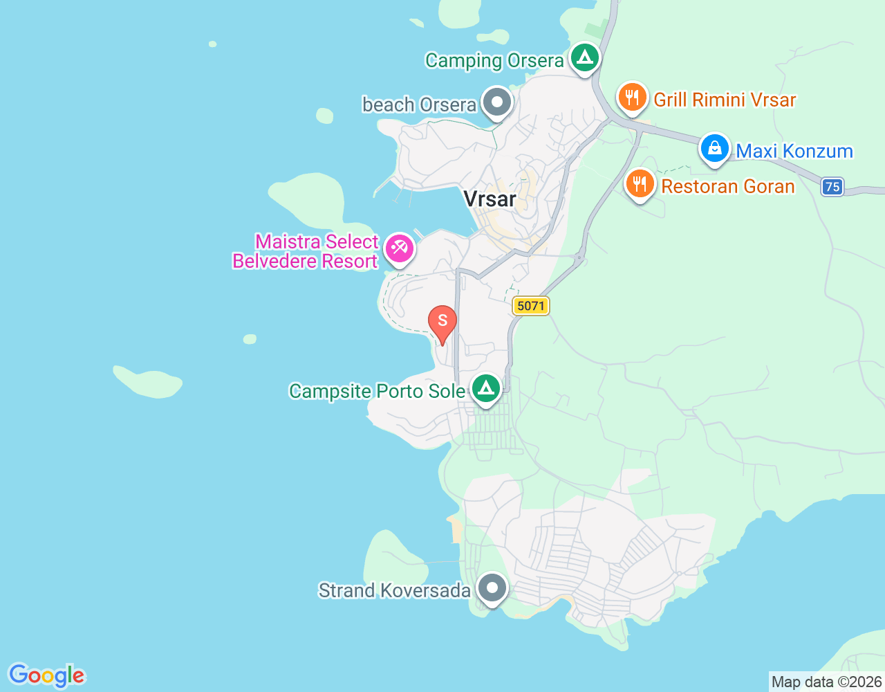 Mapa da localização de Star Fish