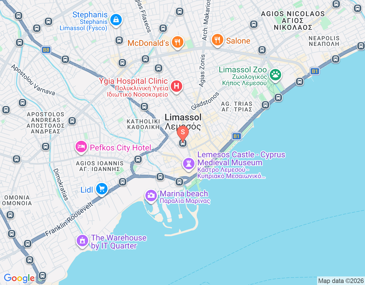 Mapa de ubicación de Kitehouse Cyprus