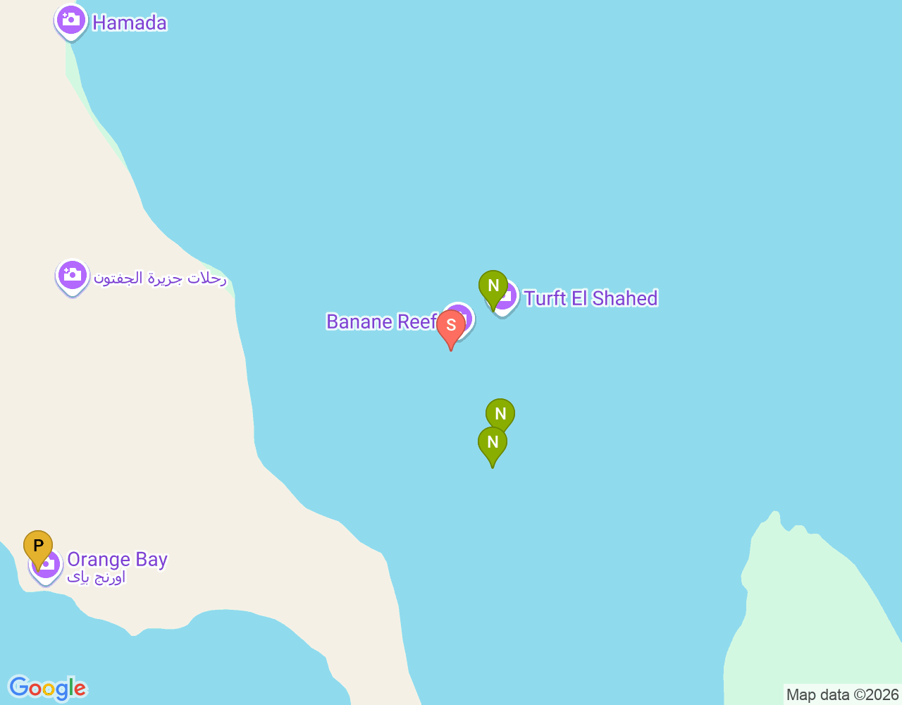 Mapa da localização de Banana Reef