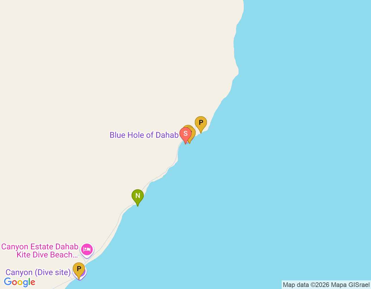 Mapa de ubicación de Dahab — Blue Hole (Bells entry)
