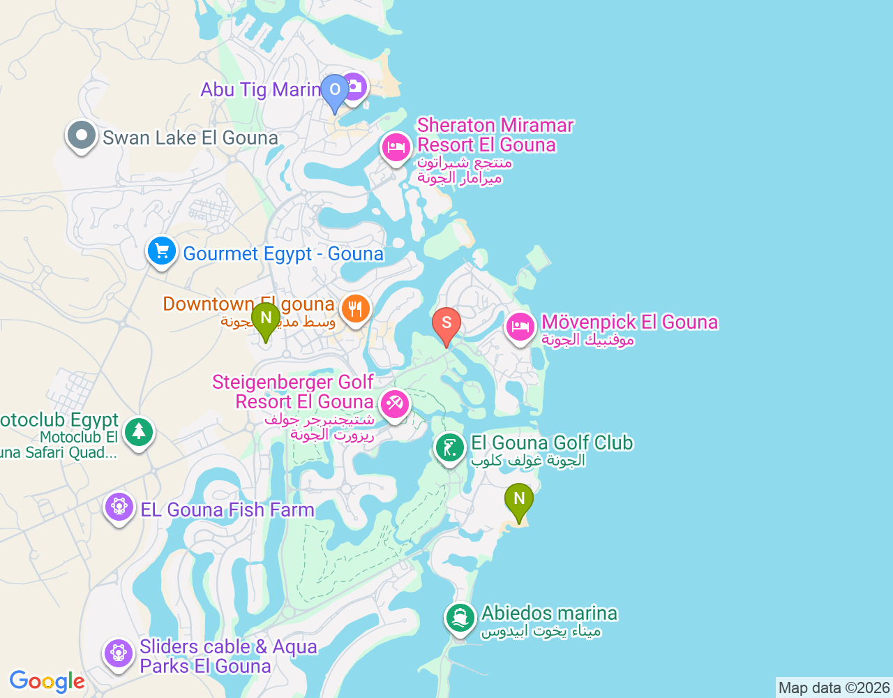 Mapa da localização de El Gouna — Mangroovy Beach