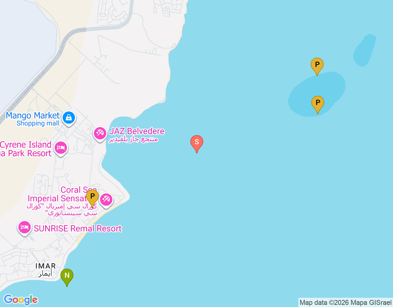 Mapa de ubicación de Ras Ghamila Reef