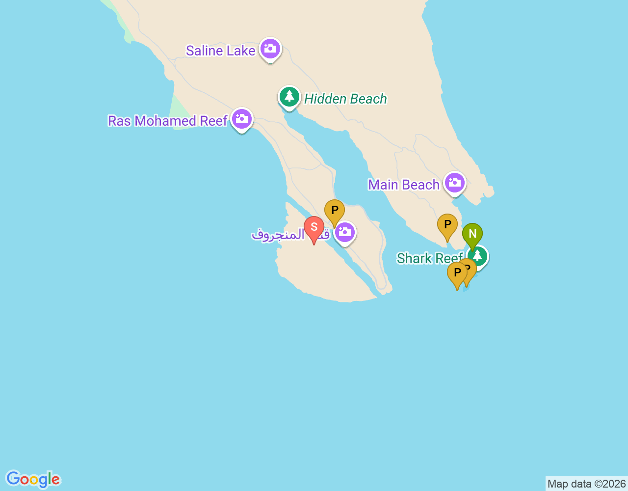 Ras Mohammed — Shark & Yolanda Reef location map
