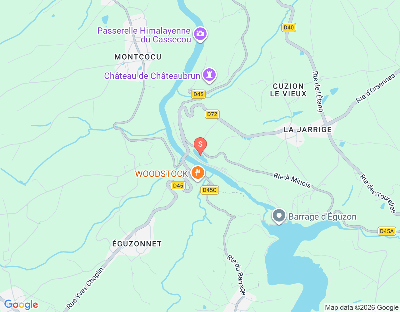 Mapa da localização de Carrière d'Éguzon