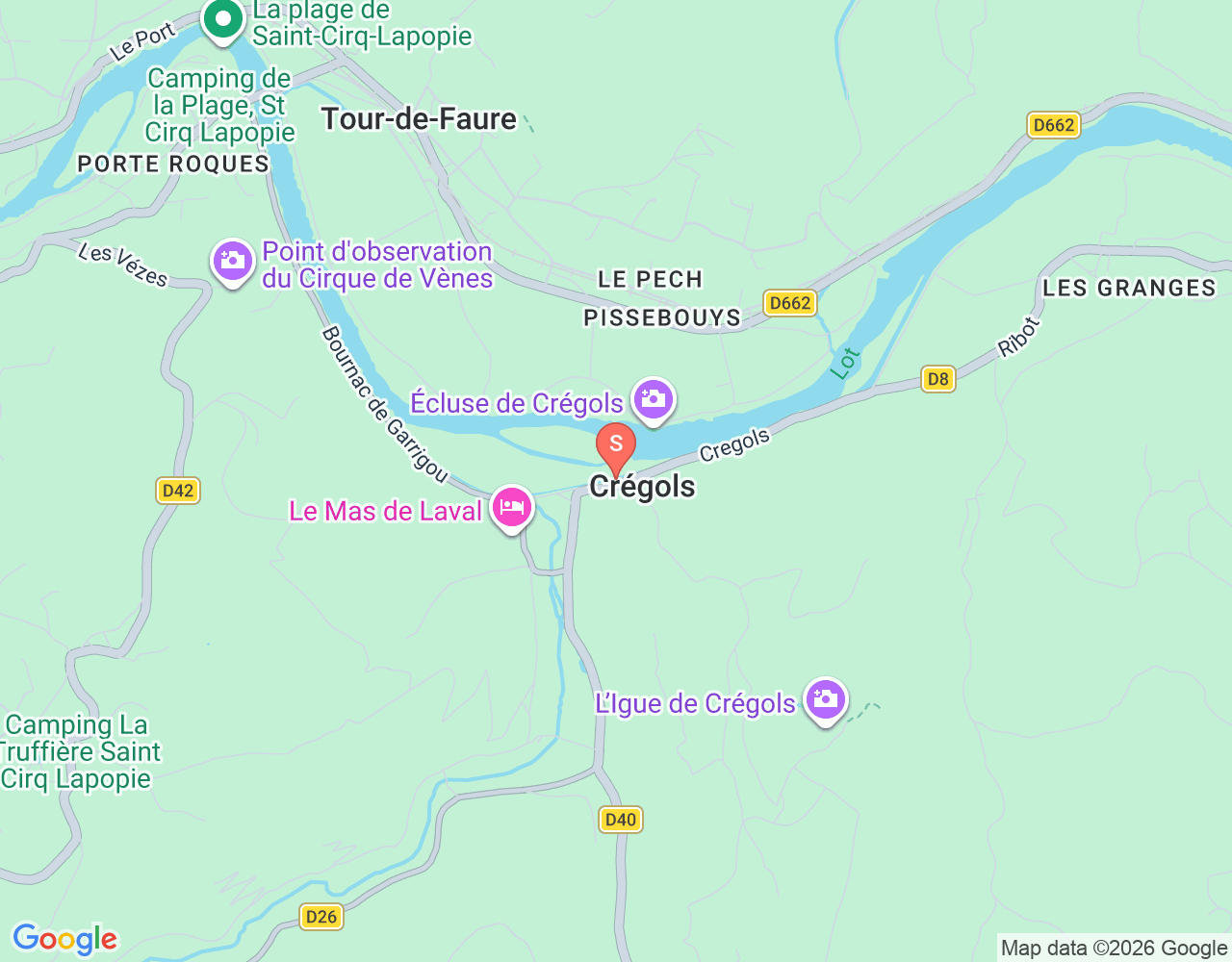 Mapa da localização de Crégols