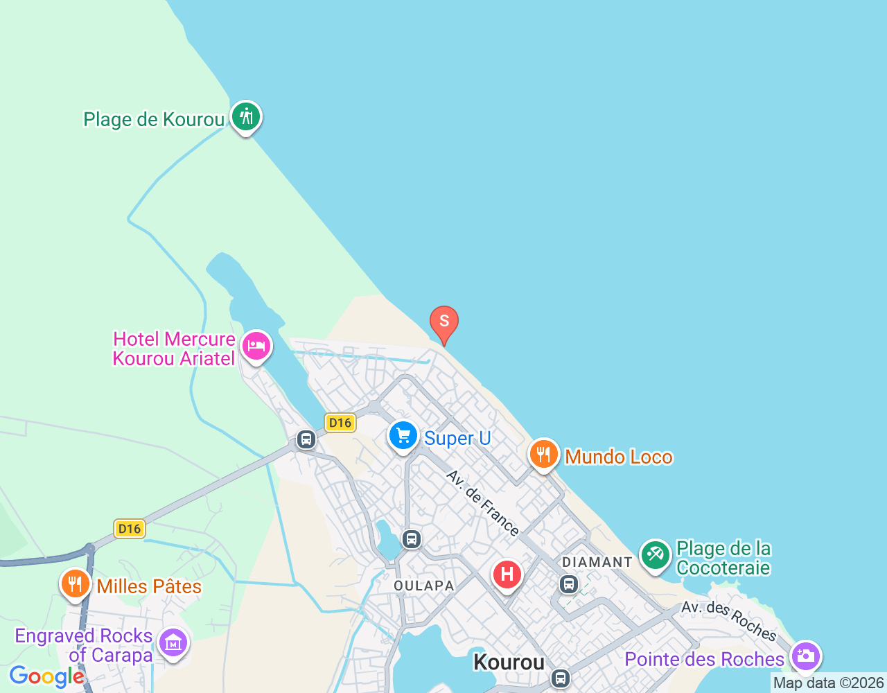 Standortkarte von Kite Spot Kourou