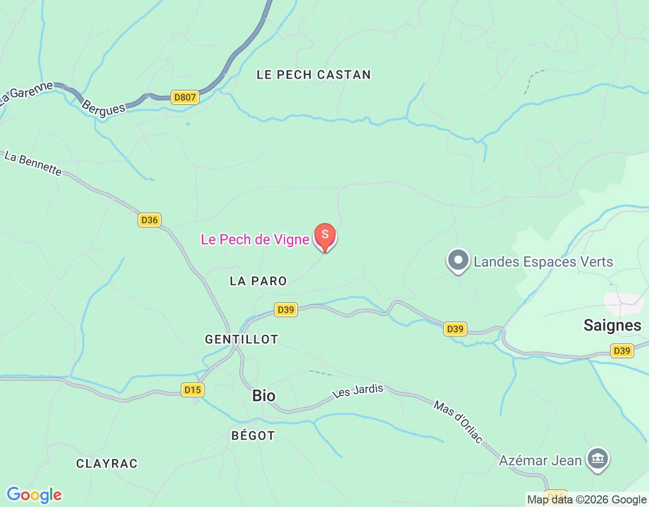 Mapa de ubicación de Le Pech de Vigne