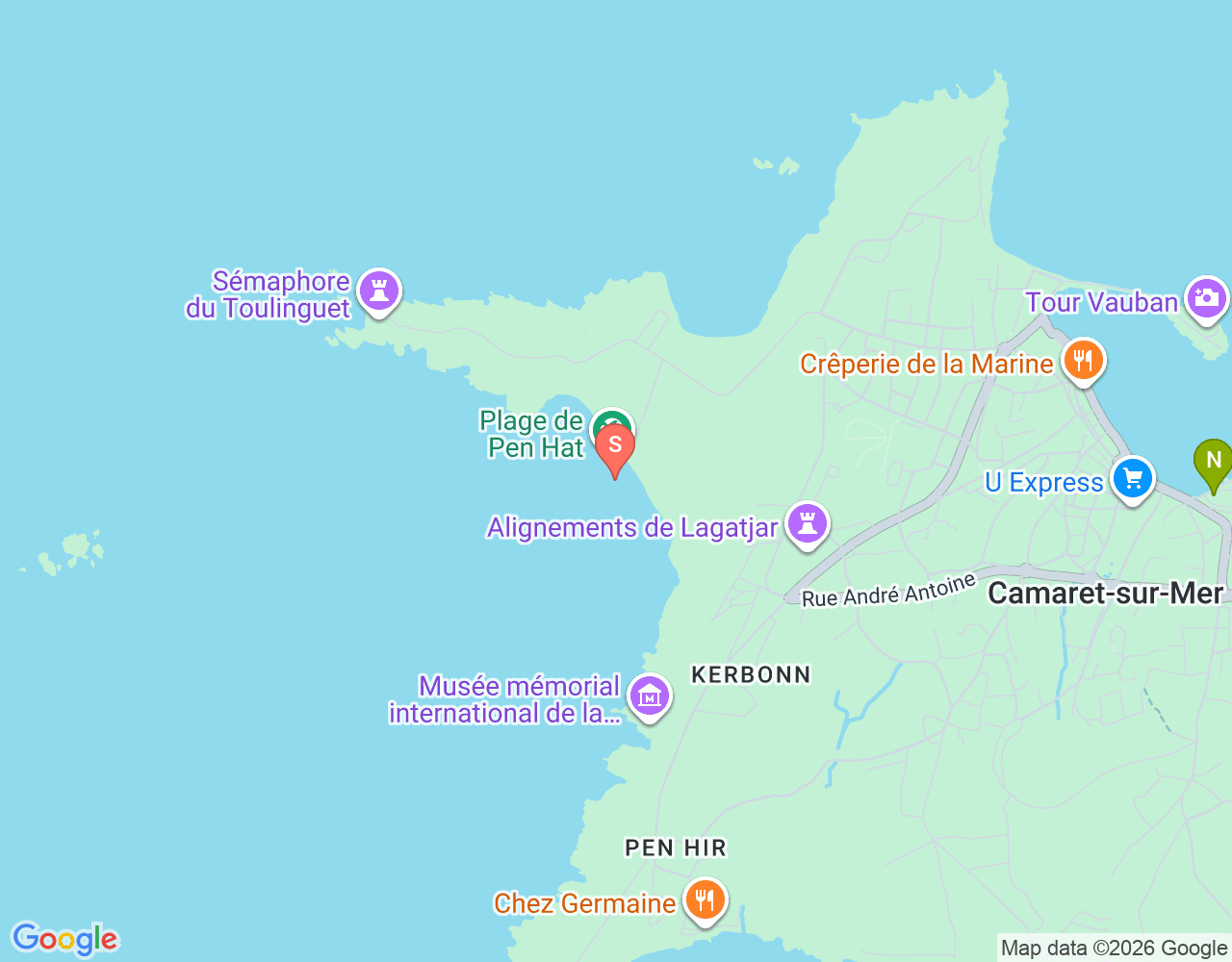 Pen Hat break location map