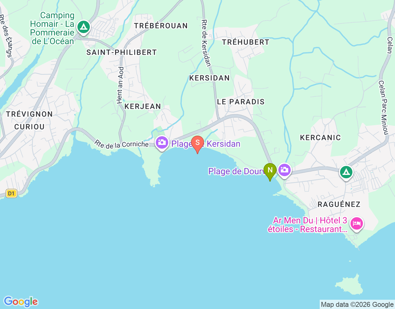 Mapa da localização de Plage de Kersidan