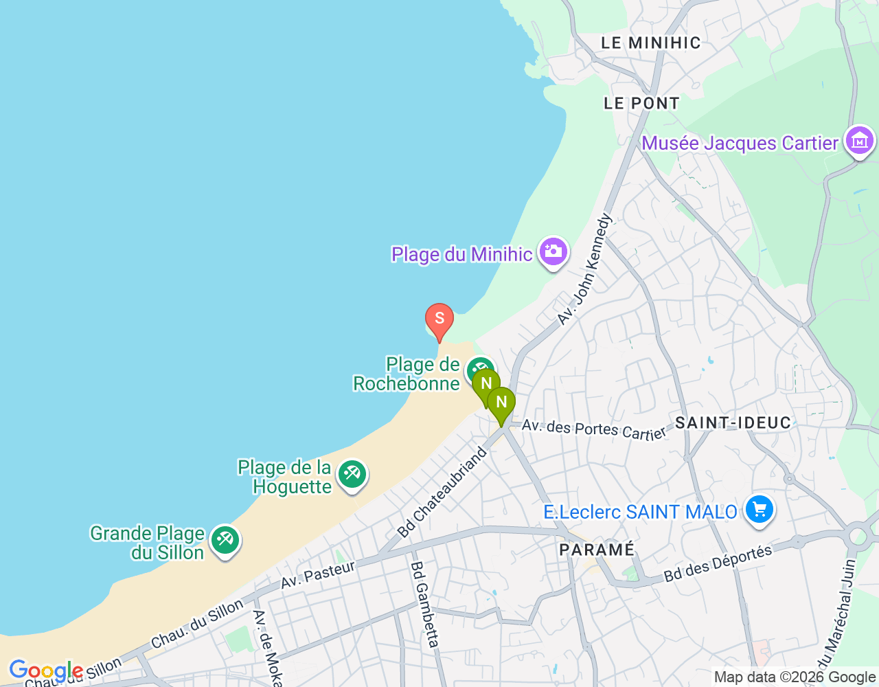 Mapa de ubicación de Plage de Rochebonne