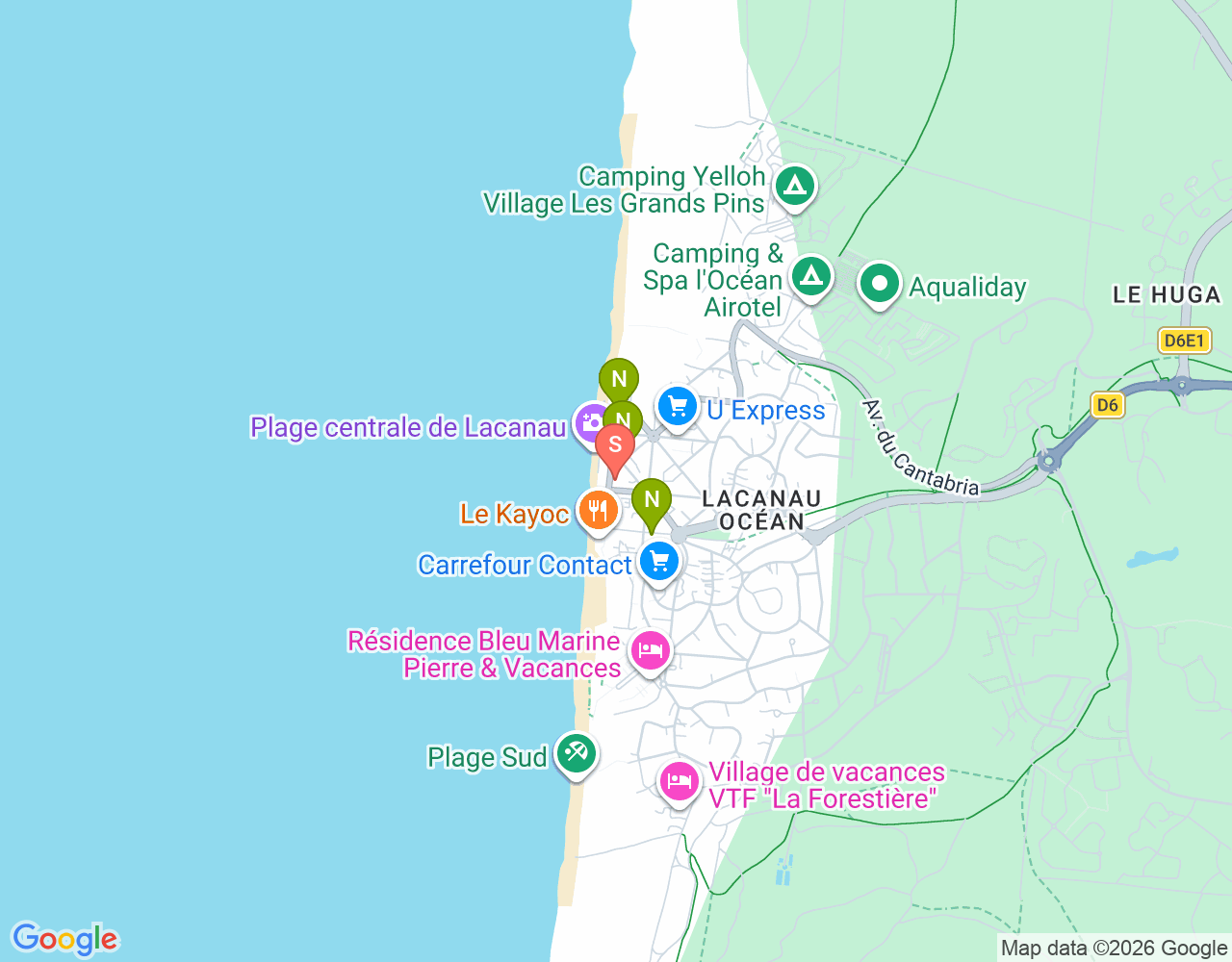 Mapa da localização de Surf City