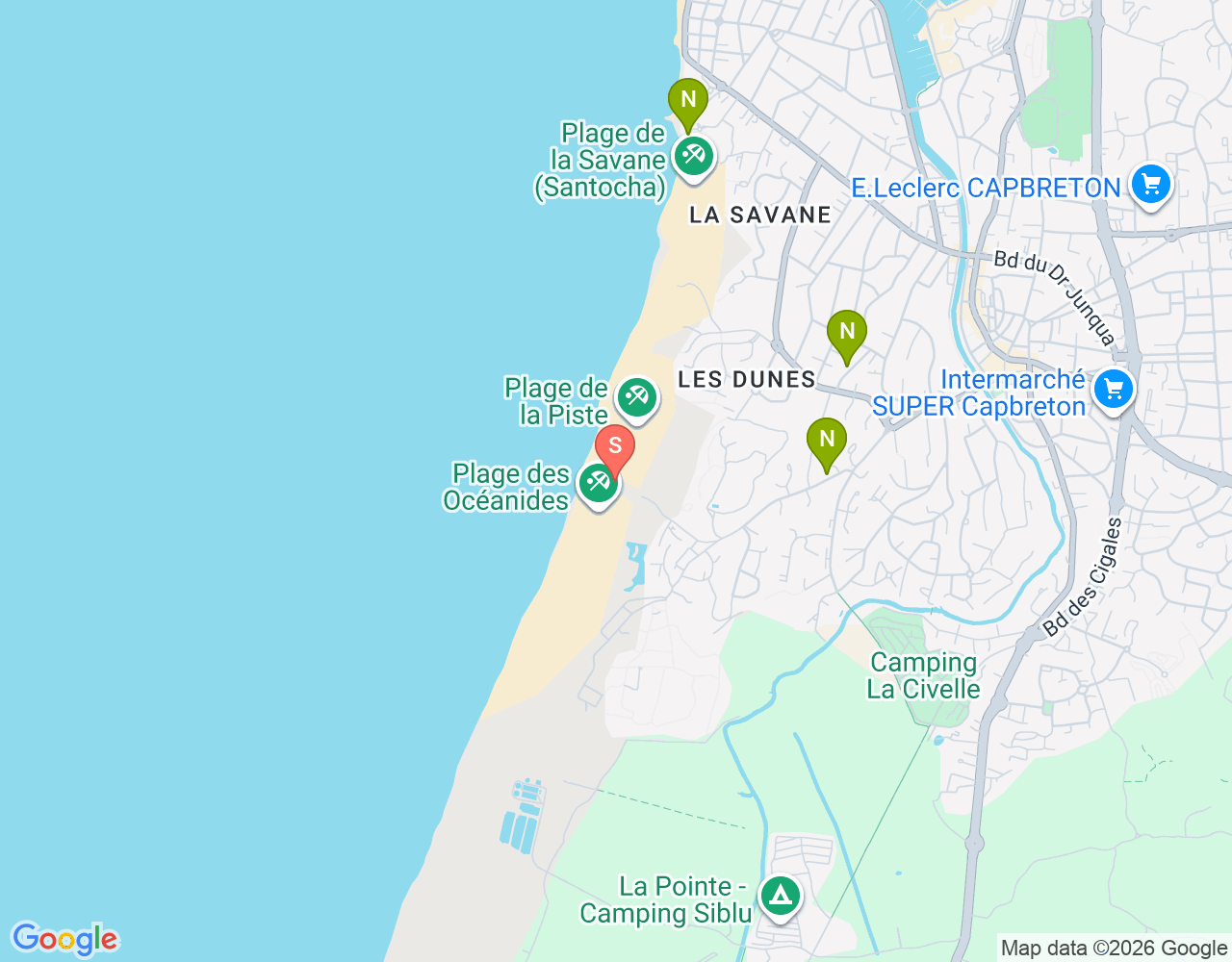 Surf Océanides location map