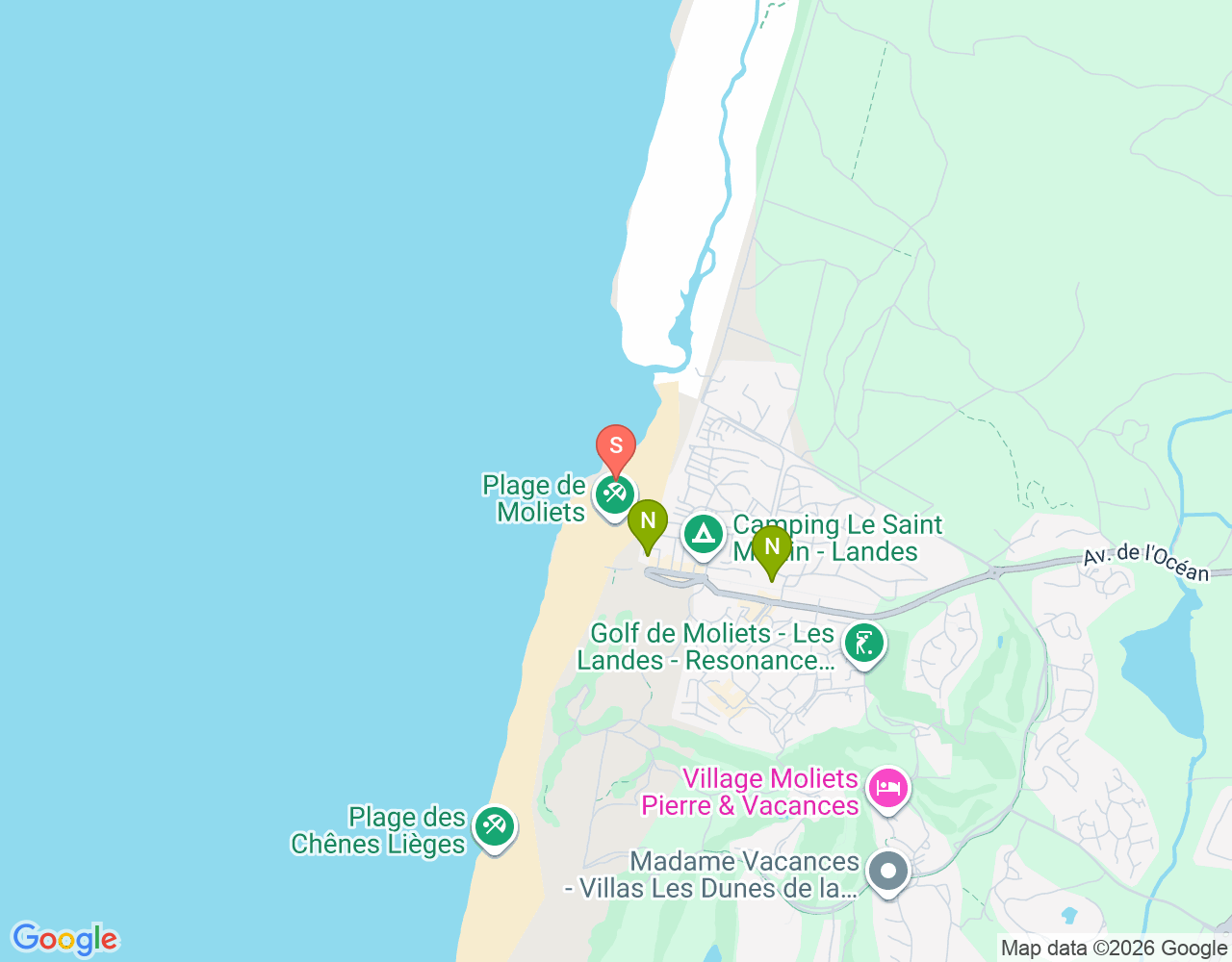 Mapa de ubicación de Surfing Courant d'Huchet