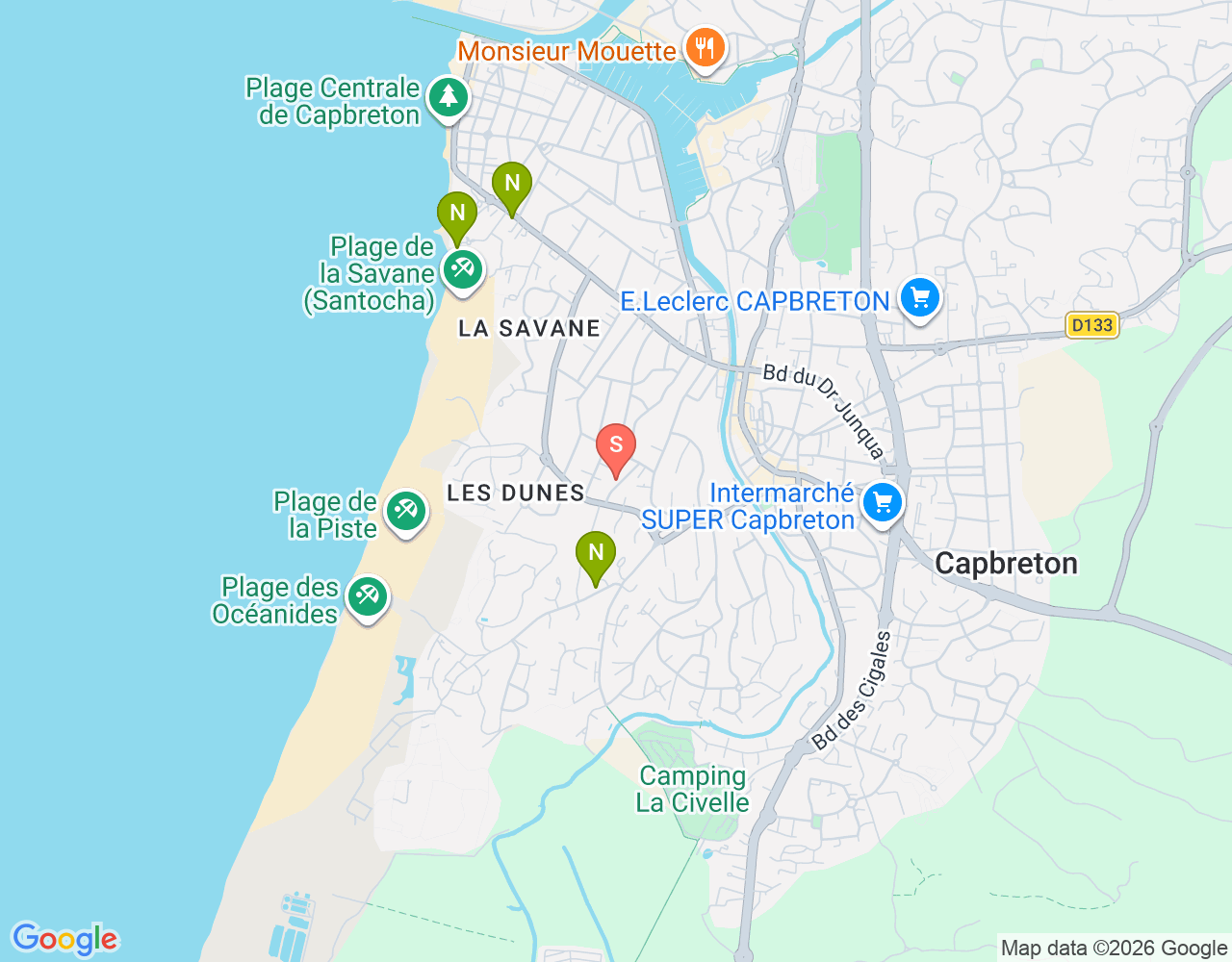 Mapa de ubicación de Wood'n Sea Surf Lodge