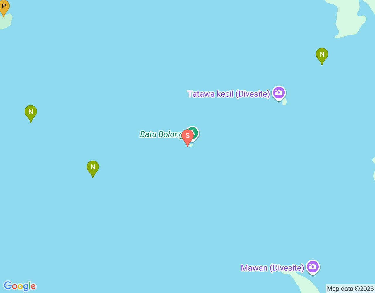 Mapa da localização de Batu Bolong Dive Site