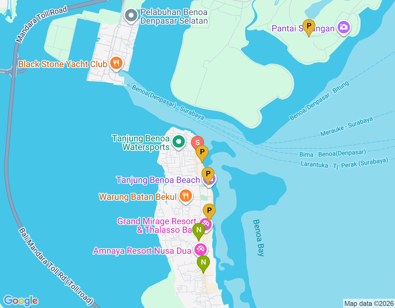 Mapa de ubicación de Bintang Beach Club Dive And Water Sport