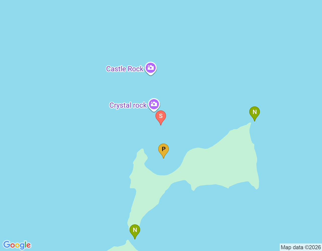 Mapa da localização de Crystal Rock Dive Site
