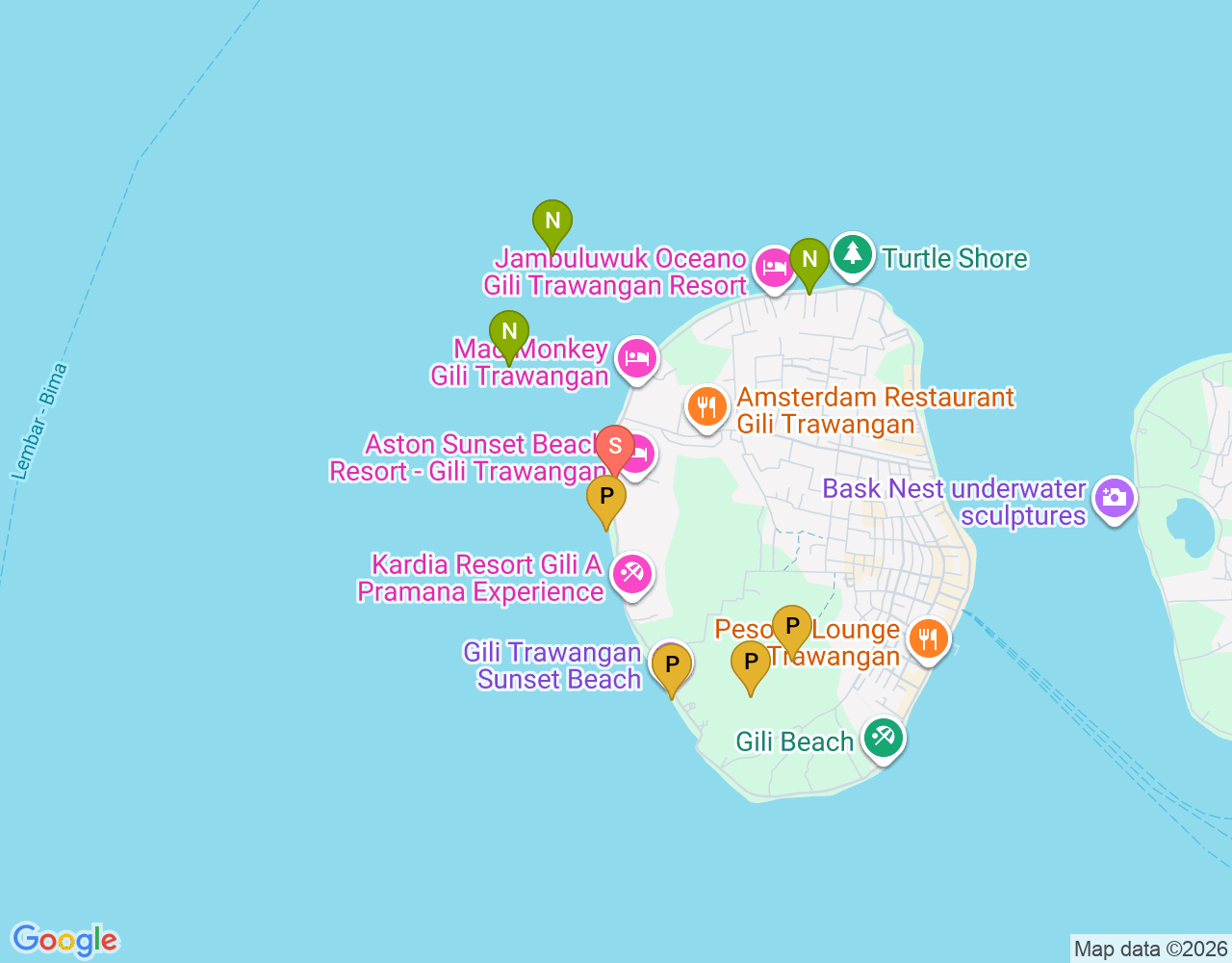 Lombok Dive location map