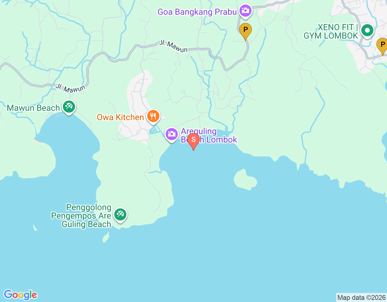 Mapa da localização de Pantai Are Guling