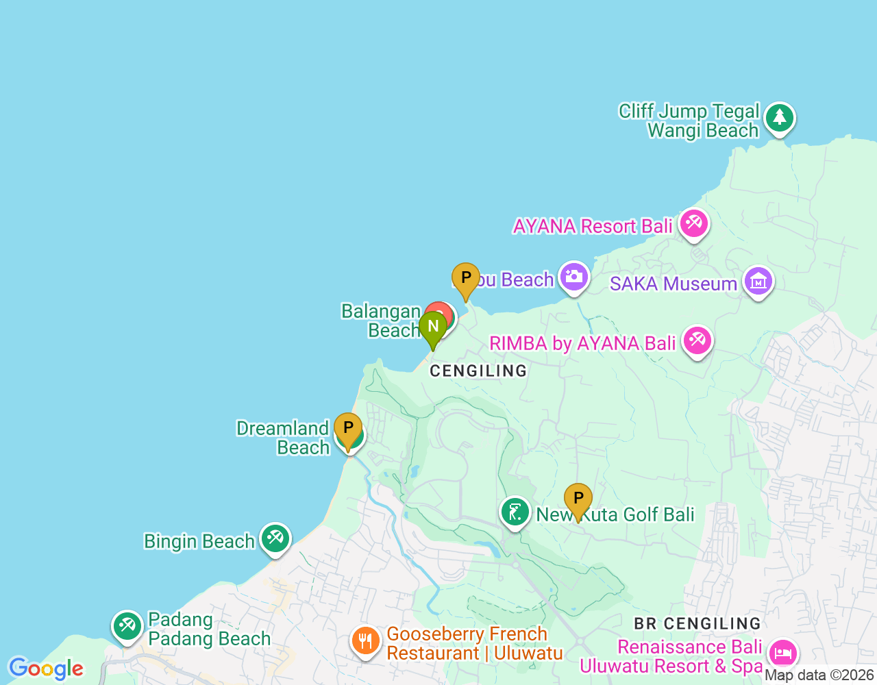 Mapa de ubicación de Pantai Balangan