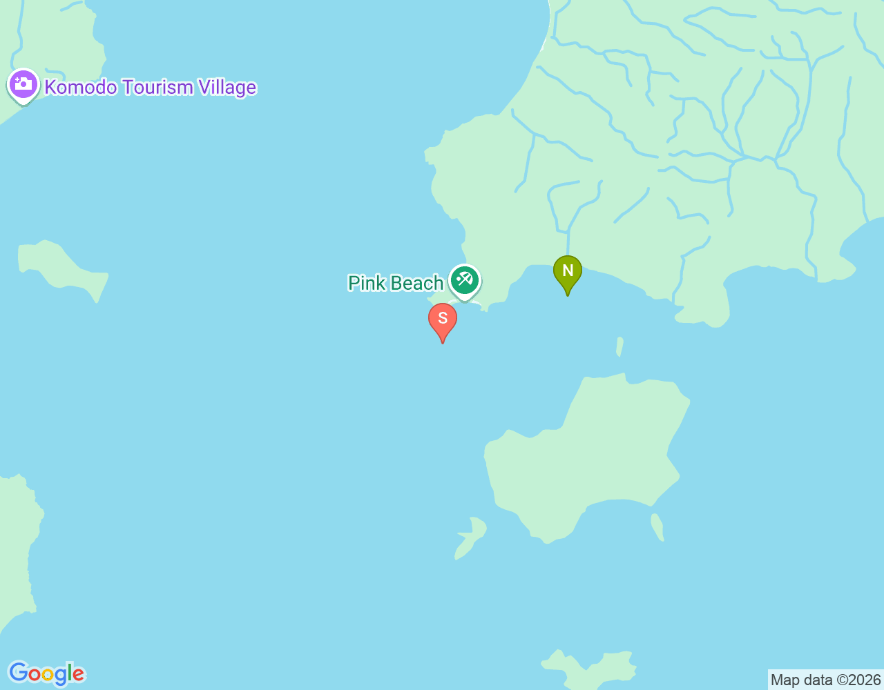 Mapa da localização de Pink Beach