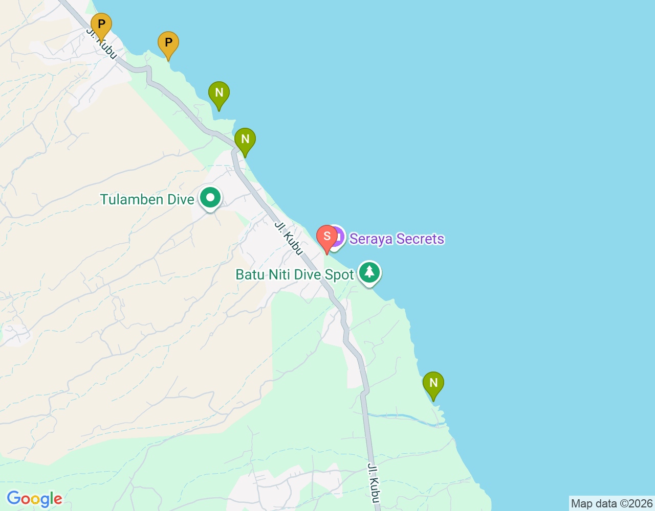 Mapa da localização de Seraya Beach Dive Site