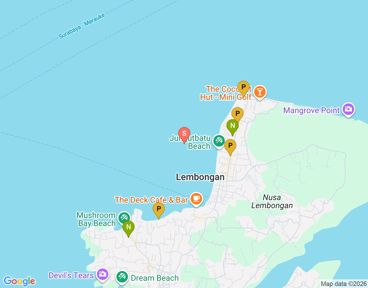 Mapa da localização de Shipwrecks Surf Spot