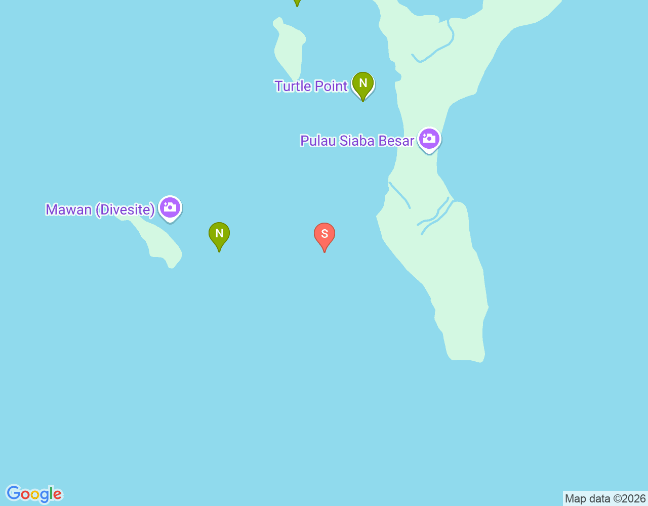 Mapa da localização de Siaba Besar dive site