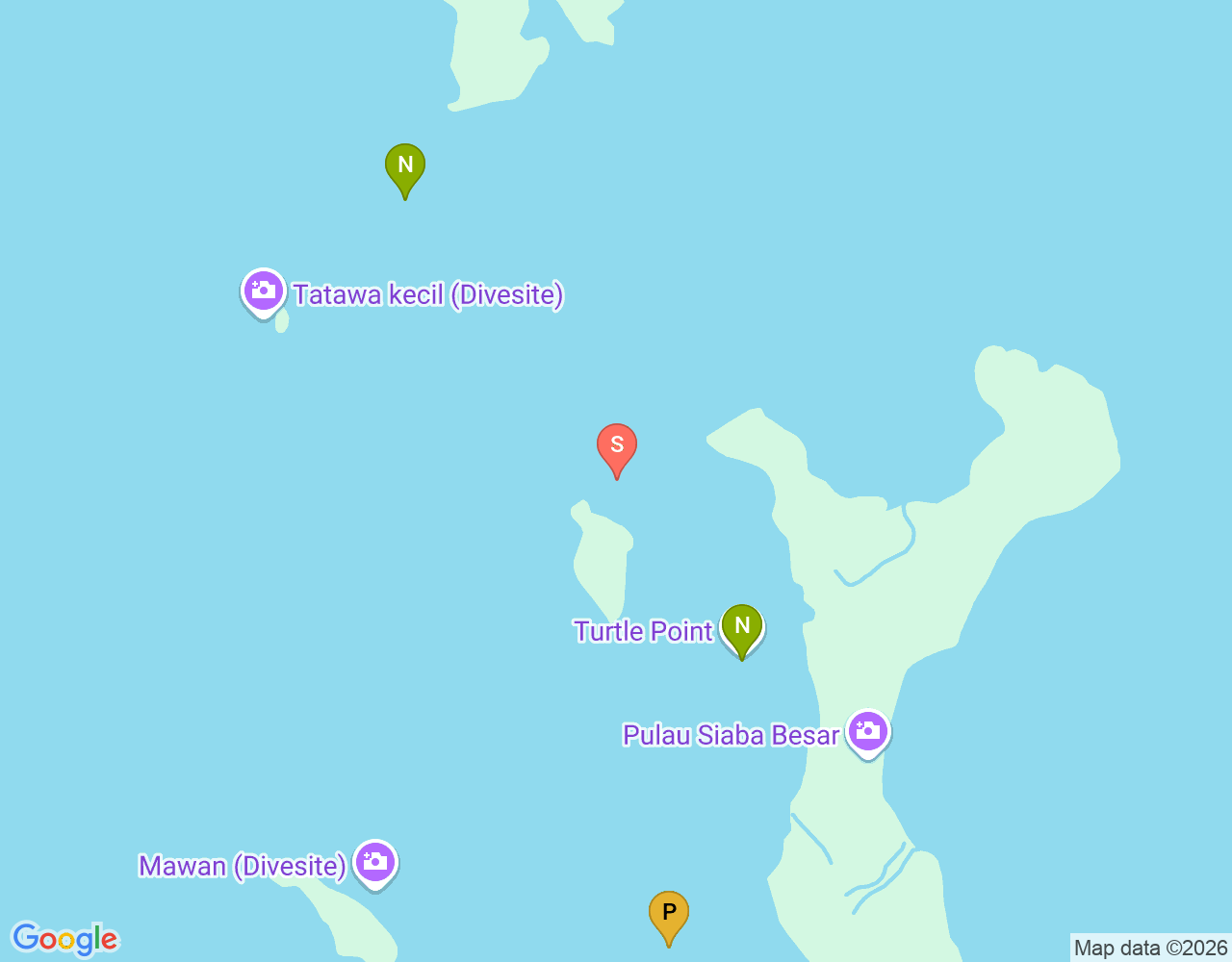 Mapa da localização de Siaba Kecil Dive Site