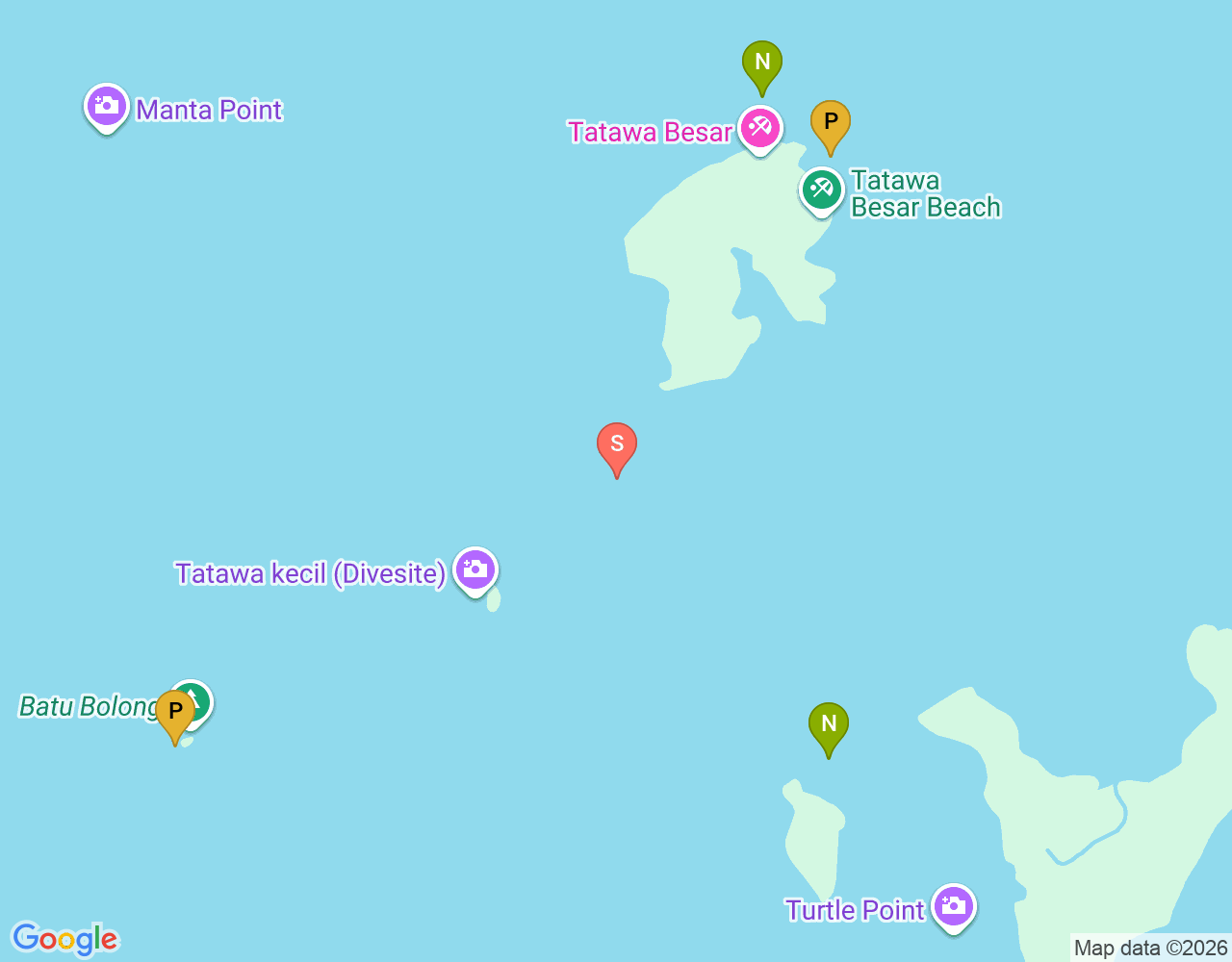 Mapa da localização de Tatawa Kecil dive site